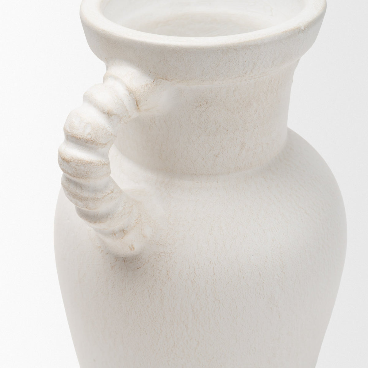 Trenza White Small Ceramic Vase with Twisted Handles - Ornate Home