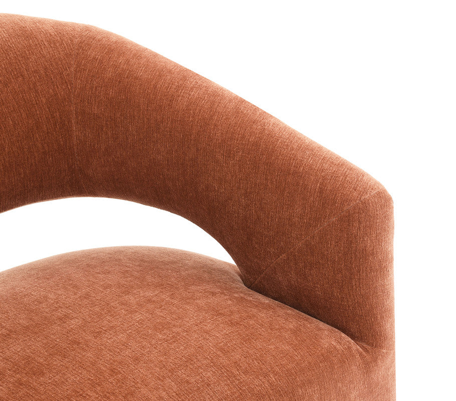 Tresa Rustic Orange Dining Arm Chair w/ Casters - Ornate Home