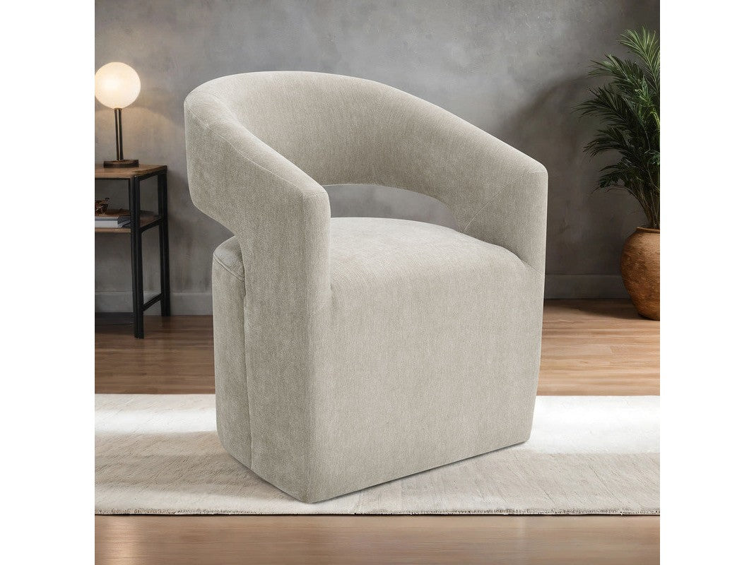 Tresa Taupe Dining Arm Chair w/ Casters - Ornate Home