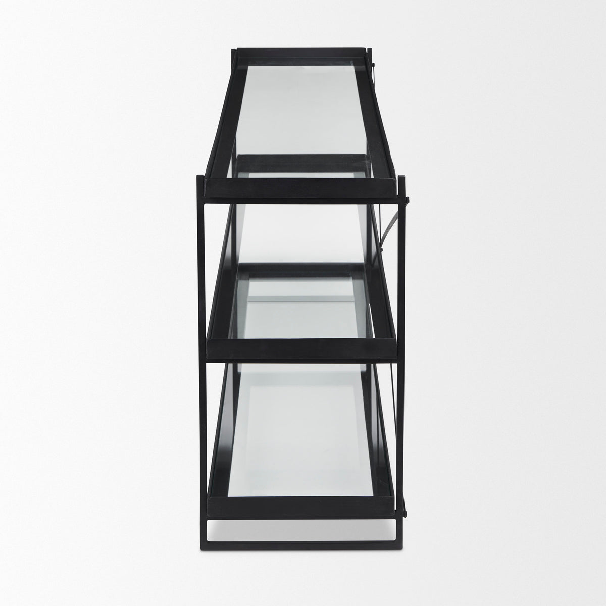 Trey Black Metal with Glass Console Table - Ornate Home