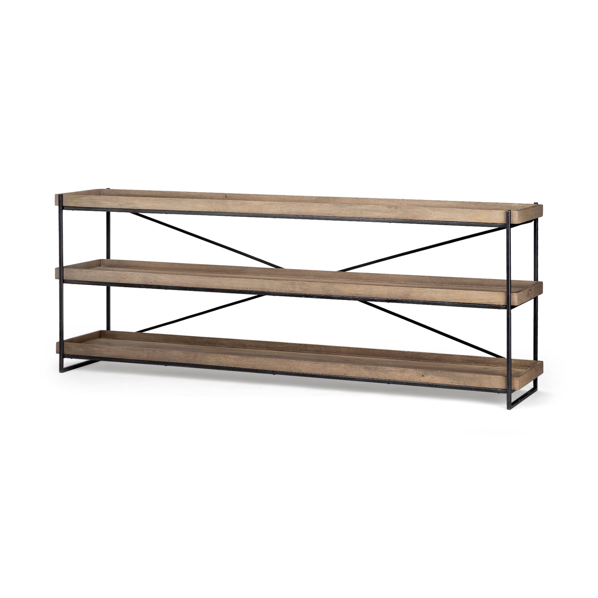 Trey Brown/Black Wood and Iron Console Table - Ornate Home