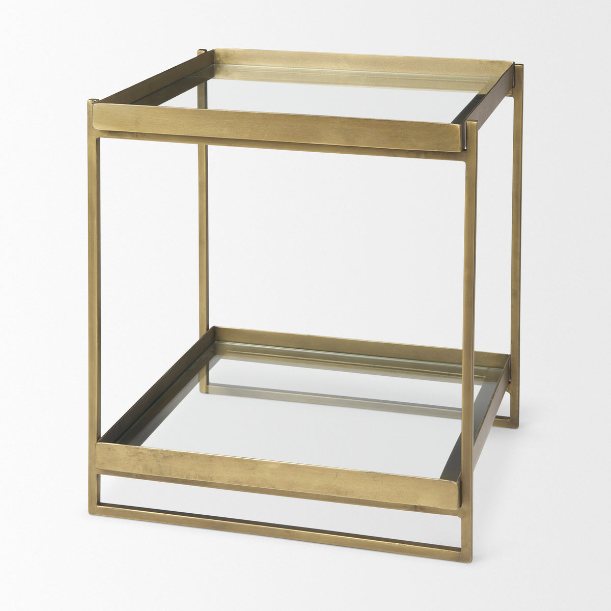 Trey Gold Metal with Glass Accent Table - Ornate Home