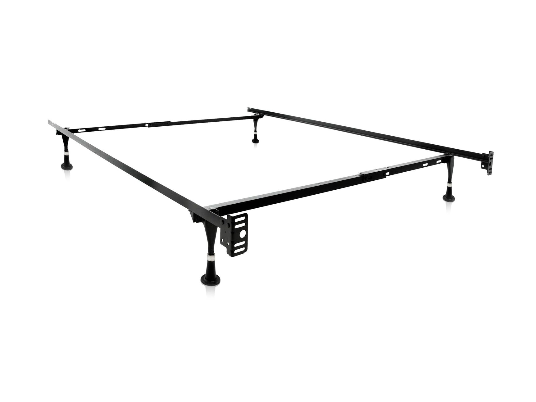 Tri-Support Black Twin/Full Adjustable Bed Frame w/ Reinforced Glides - Ornate Home