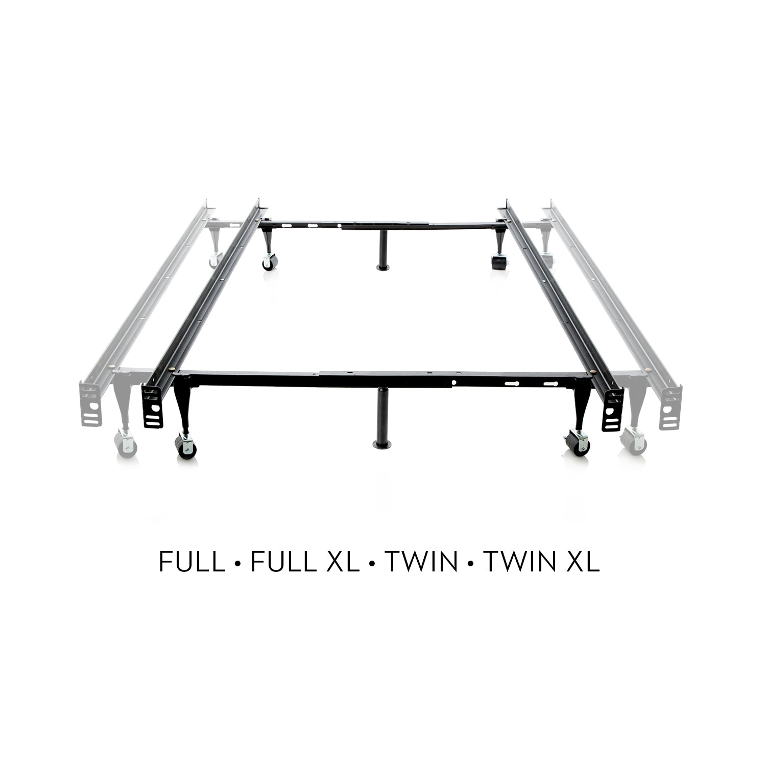 Tri-Support Black Twin/Full Adjustable Bed Frame w/ Reinforced Glides - Ornate Home