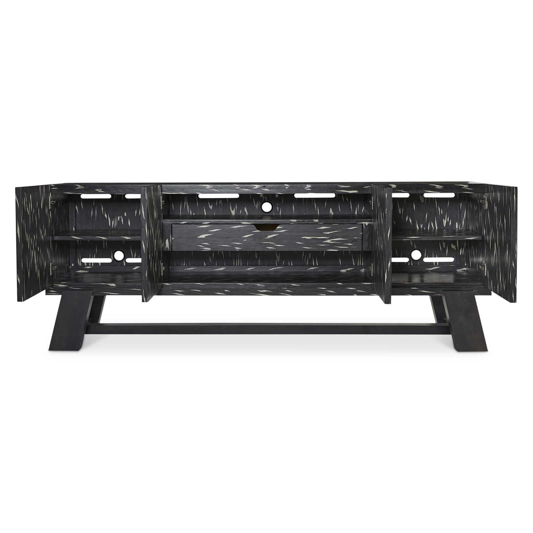 Trianon Engineered Contrast Ebony Entertainment Credenza - Ornate Home
