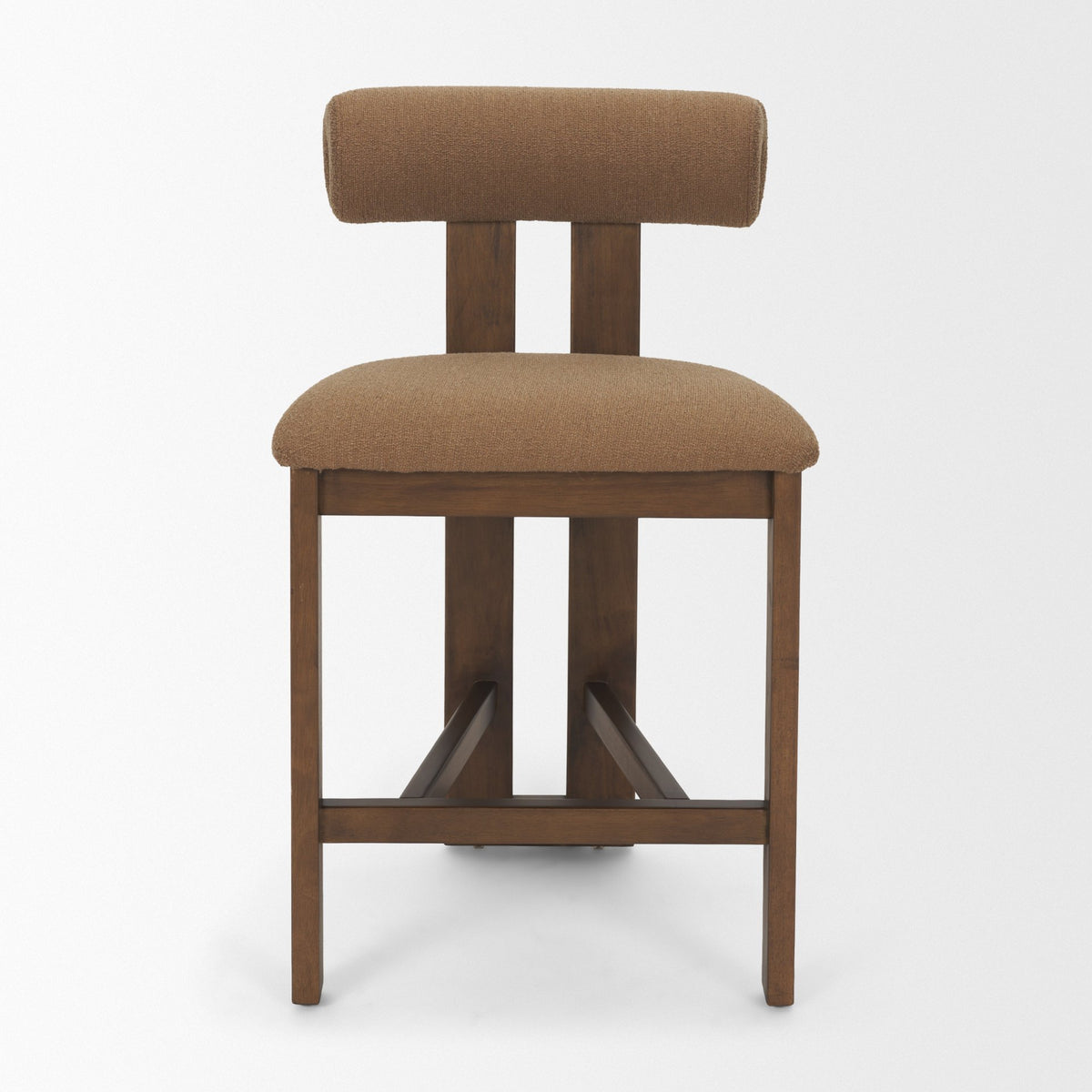 Tribeca Mocha Curve Open Back Fabric Tripod Frame Counter Stool - Ornate Home