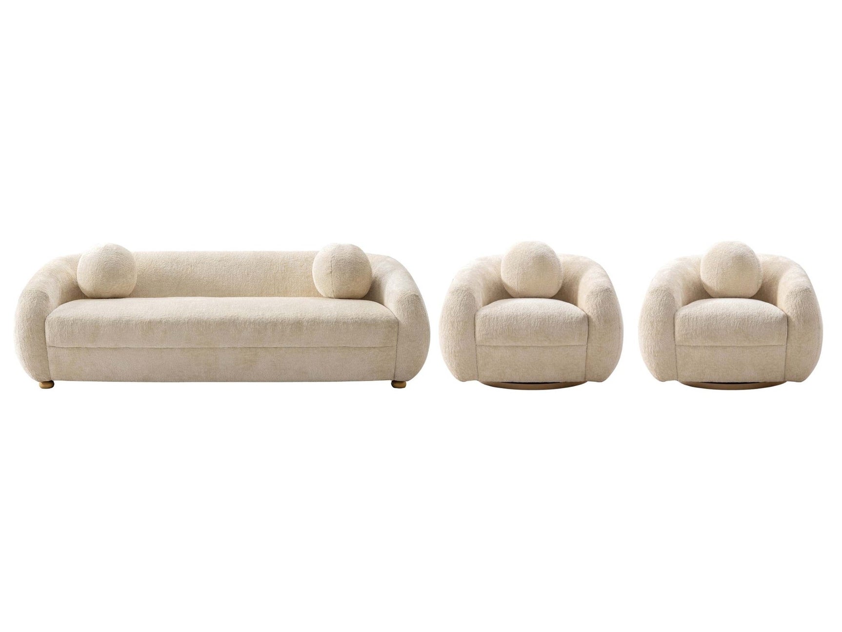 Tribeca Sofa and Accent Chairs in Cream (set of 3) - Ornate Home
