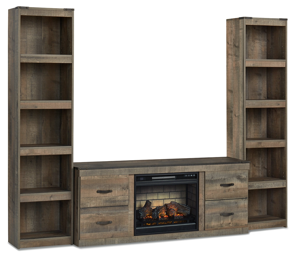 Trinell Brown 3-Piece Entertainment Center with Electric Fireplace - Ornate Home