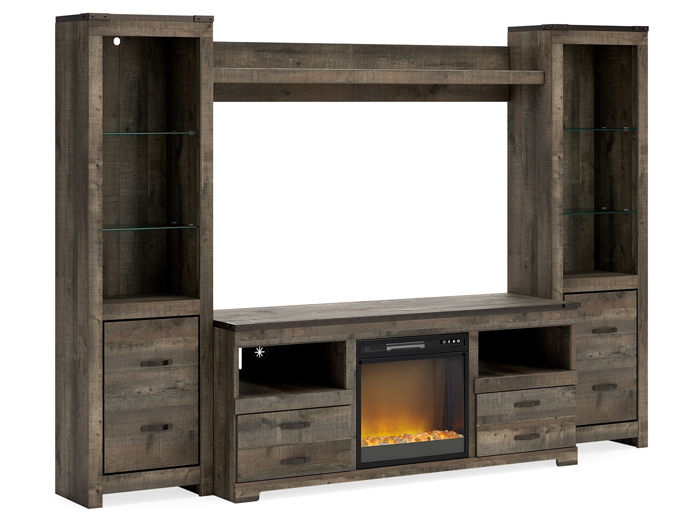 Trinell Brown 4-Piece Entertainment Center with Electric Fireplace (Online Special Price) - Ornate Home