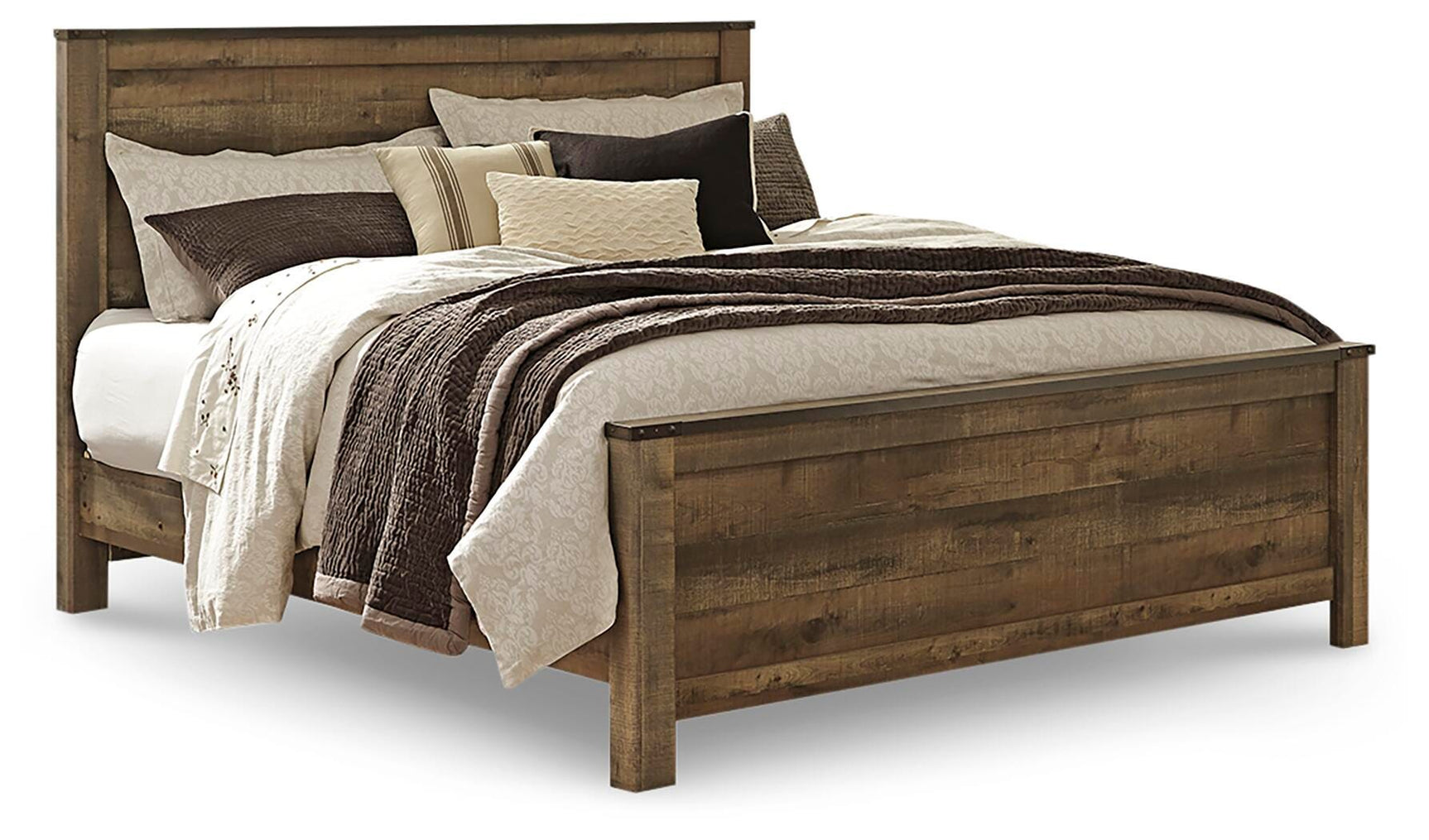 Trinell Brown King Panel Bed and 2 Nightstands - Ornate Home