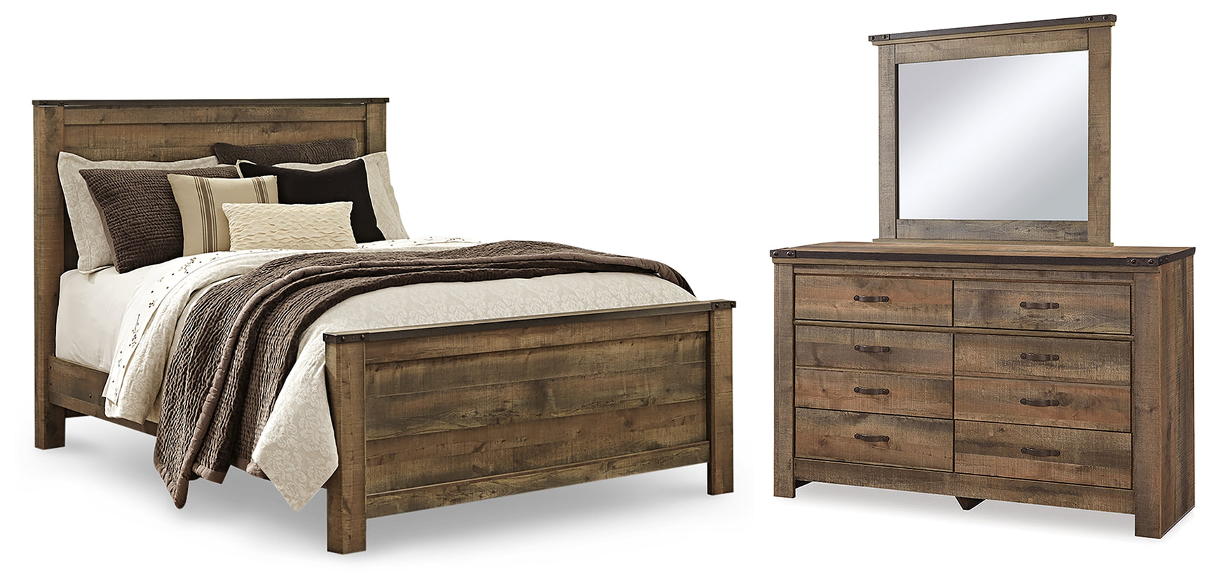 Trinell Brown Queen Panel Bed, Dresser and Mirror (Online Special Price) - Ornate Home