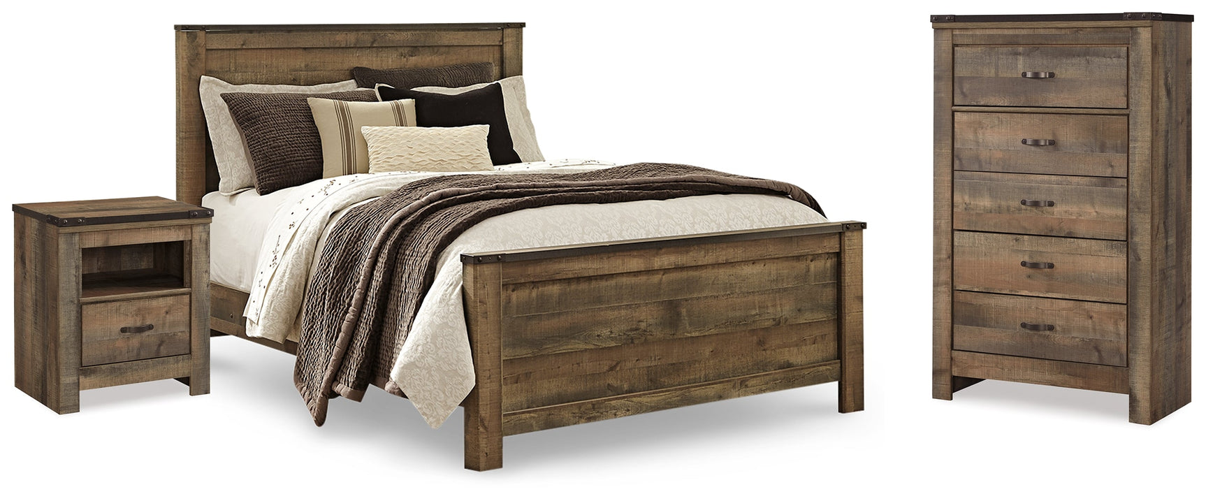 Trinell Brown Queen Panel Bedroom Set with Chest and 2 Nightstands (Online Special Price) - Ornate Home