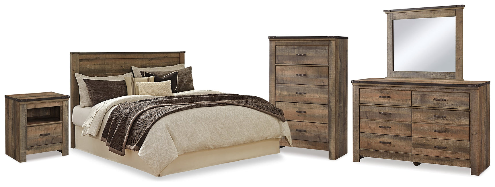 Trinell Brown Queen Panel Headboard & Dresser & Mirror & Chest & Nightstand (Online Special Price) - Ornate Home