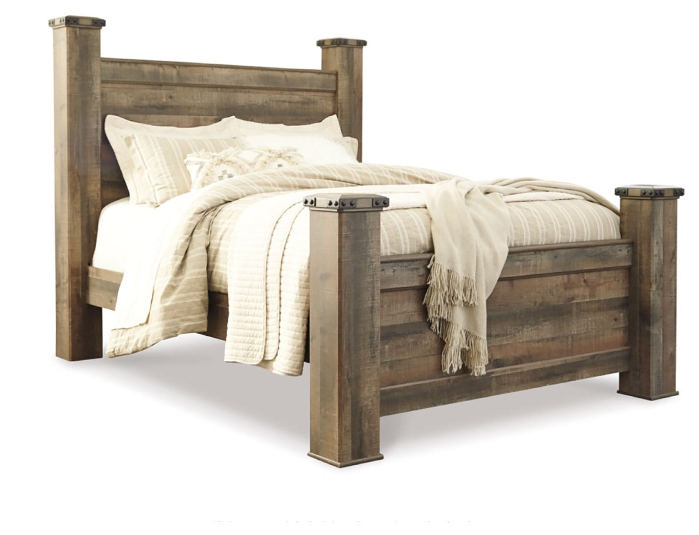 Trinell Brown Queen Poster Bed, Dresser and Mirror - Ornate Home