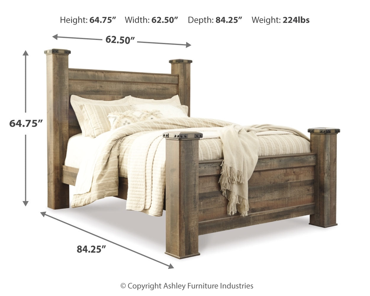 Trinell Brown Queen Poster Bed, Dresser and Mirror - Ornate Home