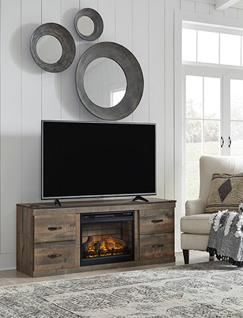Trinell Brown TV Stand with Electric Fireplace (Online Special Price) - Ornate Home