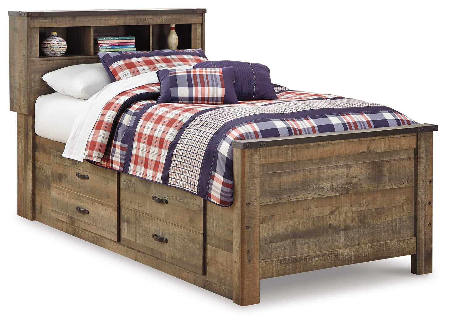Trinell Brown Twin Bookcase Storage Bed, Dresser and Nightstand (Online Special Price) - Ornate Home