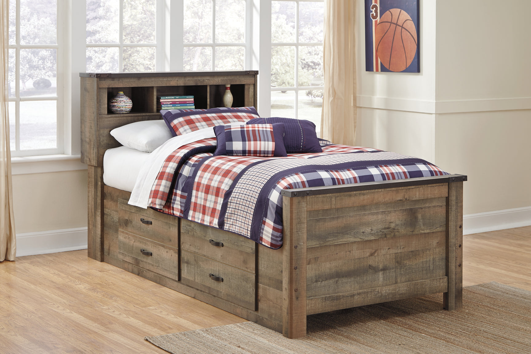 Trinell Brown Twin Bookcase Storage Bed, Dresser and Nightstand (Online Special Price) - Ornate Home