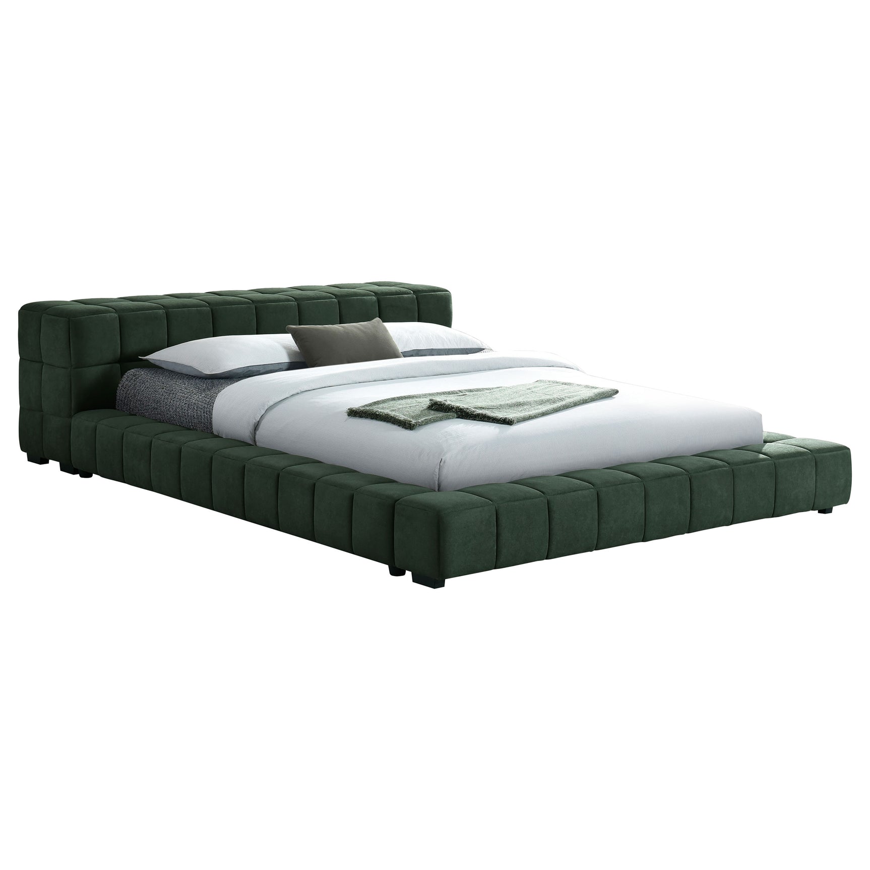 Trinity Green Queen Upholstered Platform Bed - Ornate Home