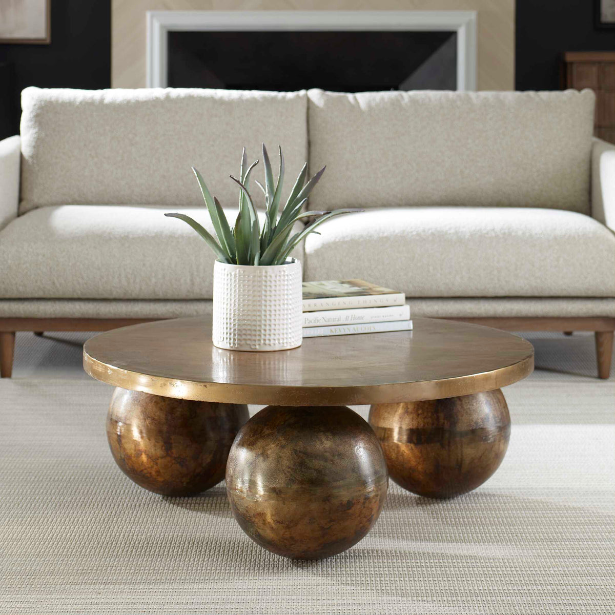 Triplet Antique Brass Coffee Table - Ornate Home
