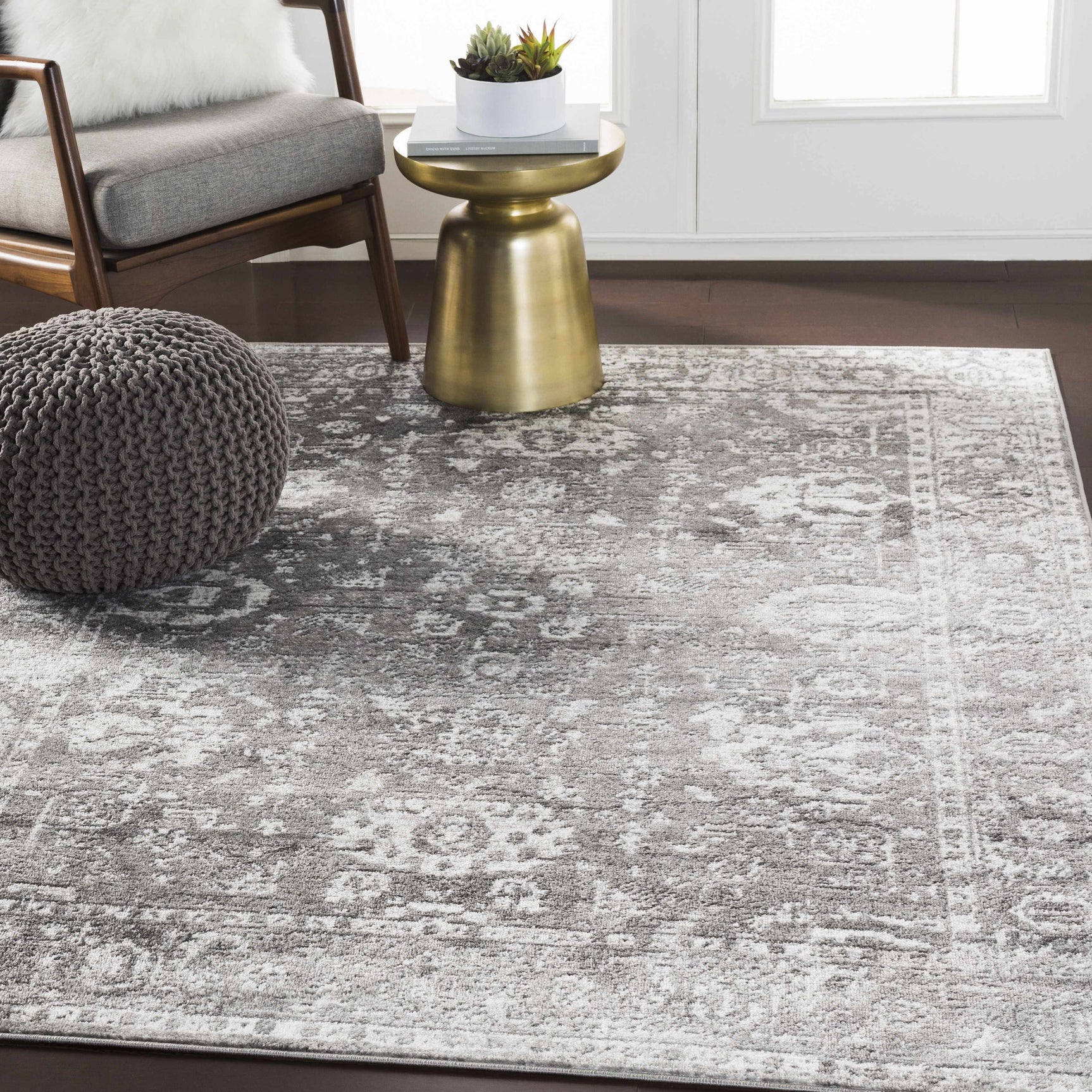 Tripp Distressed Gray Rug - Ornate Home