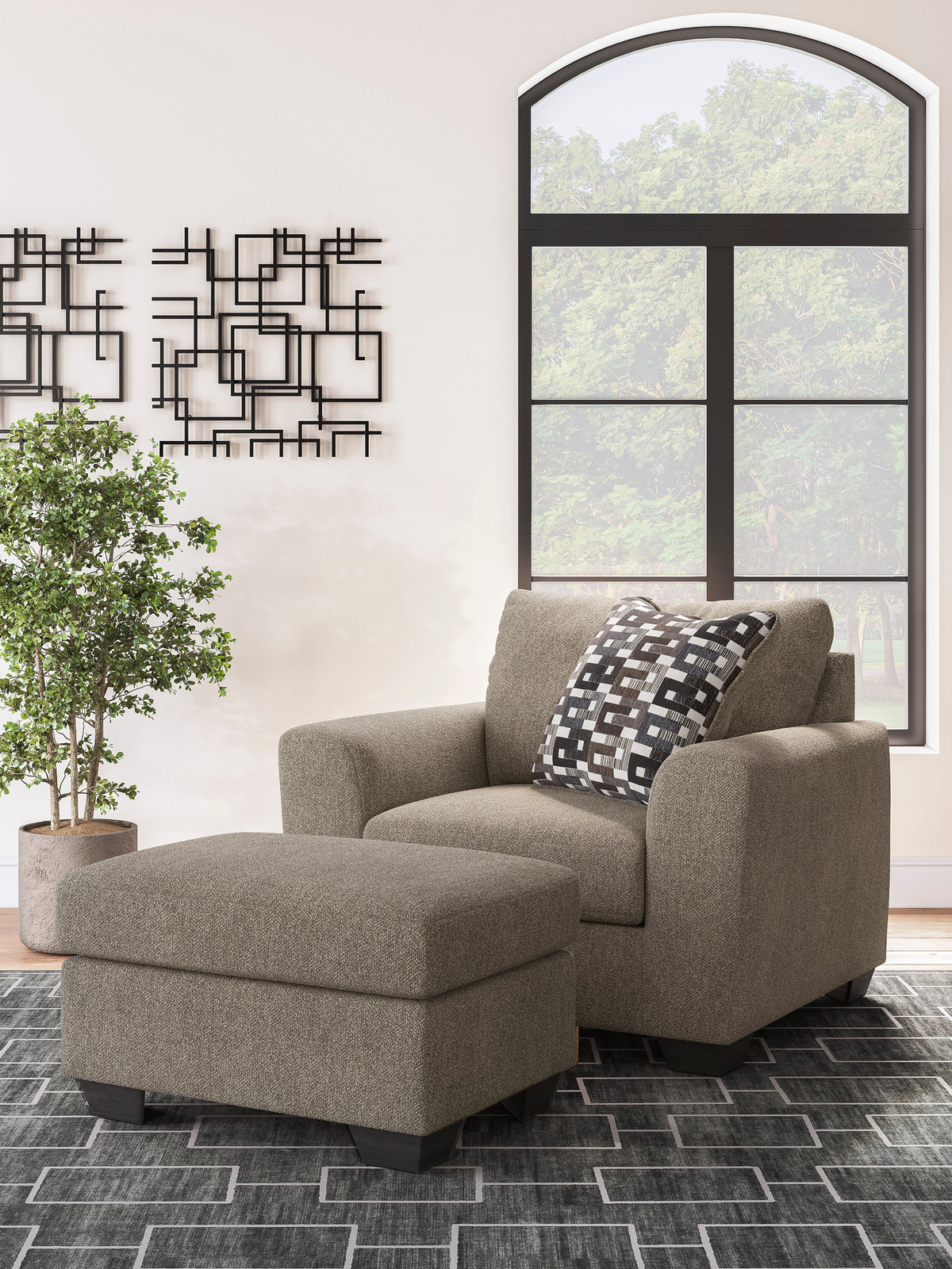 Triston-Peaks Suede Ottoman - Ornate Home