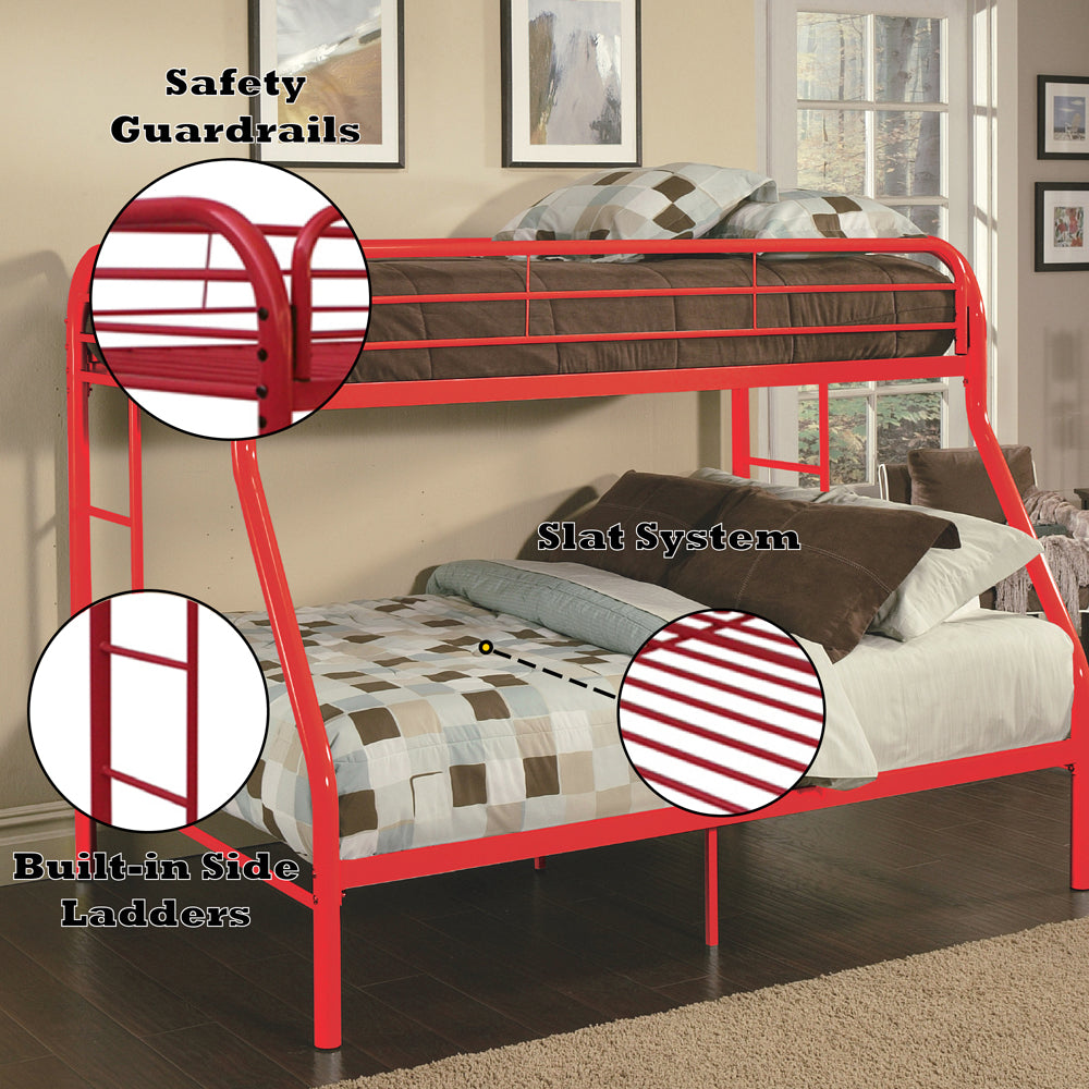 Tritan Red Bunk Bed (Twin/Full) - Ornate Home