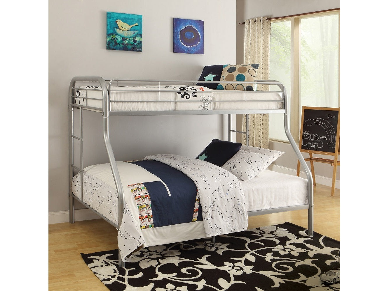 Tritan Silver Bunk Bed (Twin/Full) - Ornate Home