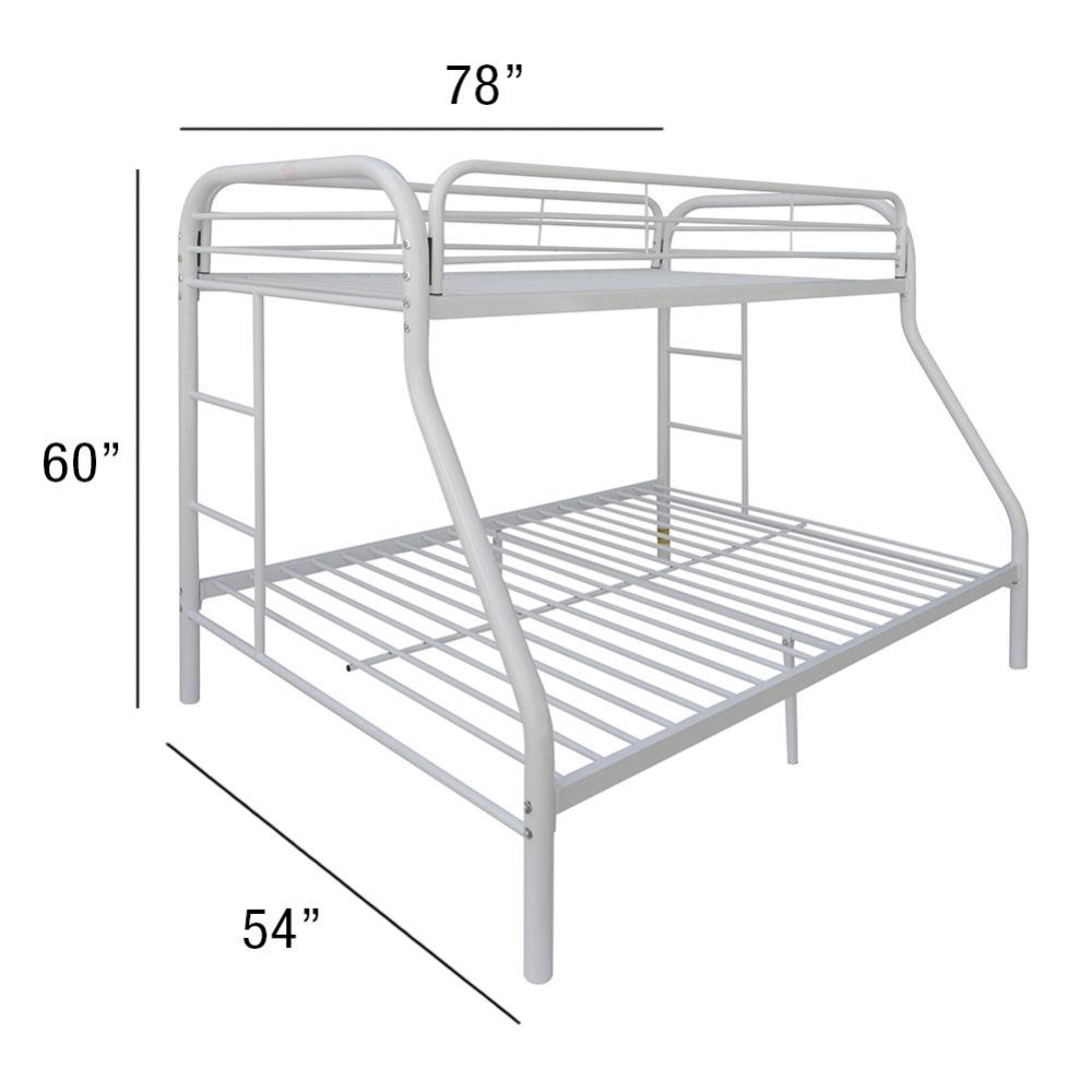 Tritan White Bunk Bed (Twin/Full) - Ornate Home
