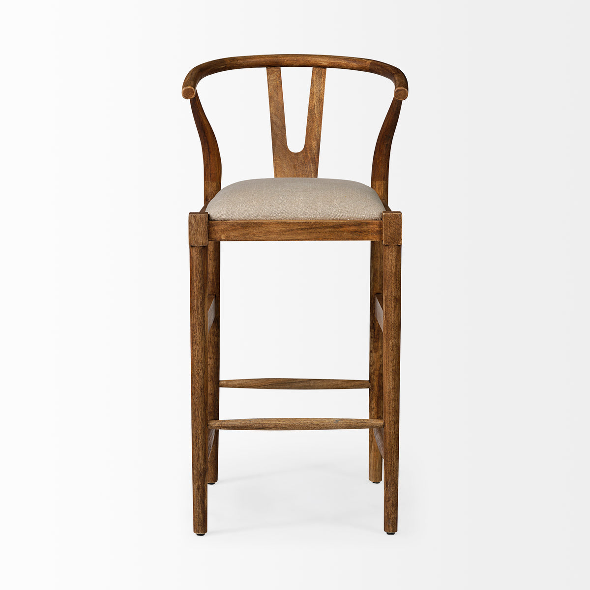 Trixie Cream/Brown Upholstered Seat Wood Frame Bar Stool - Ornate Home