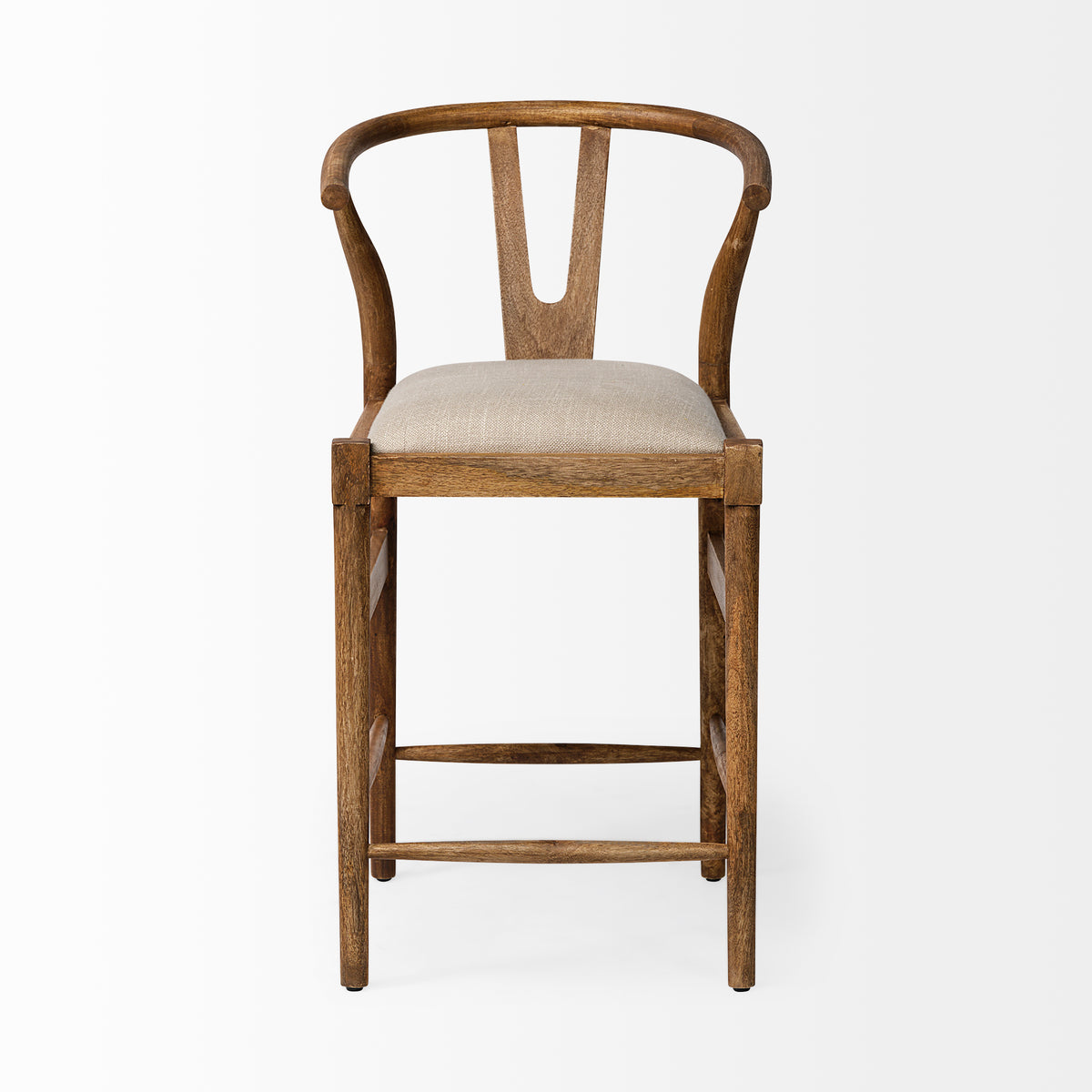 Trixie Cream/Brown Upholstered Seat Wood Frame Counter Stool - Ornate Home