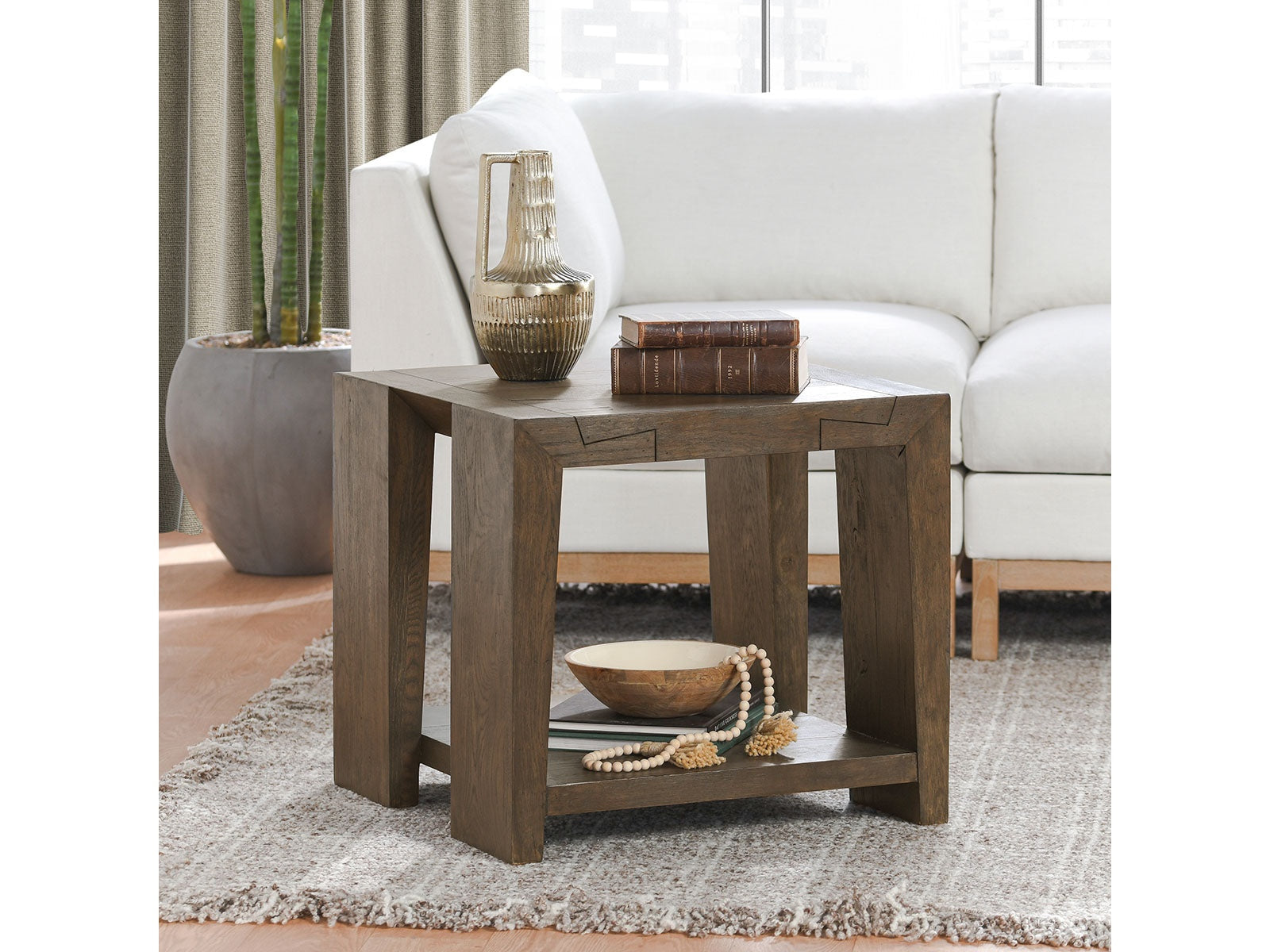 Troy Suede Brown End Table - Ornate Home
