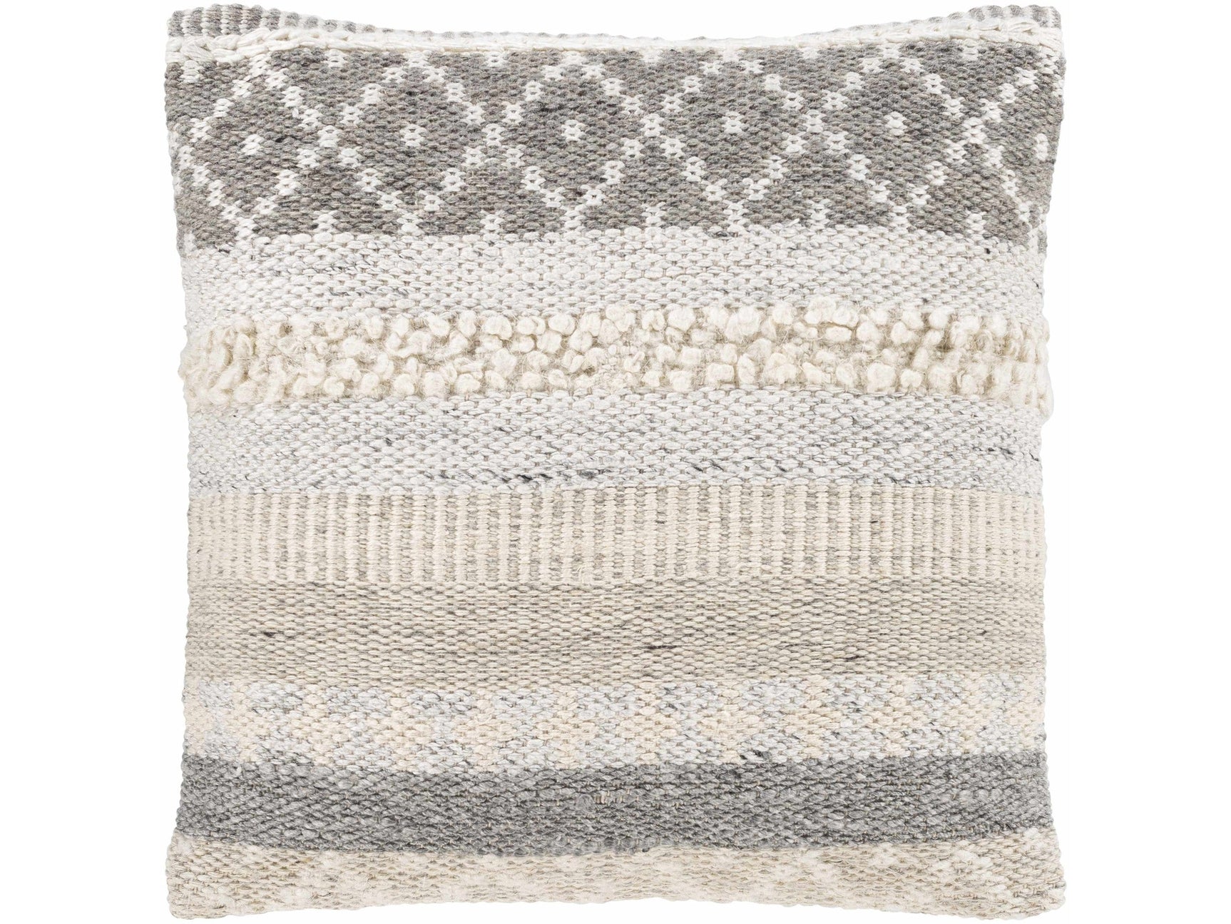 Truckee Neutral Textured Wool Throw Pillow - Ornate Home