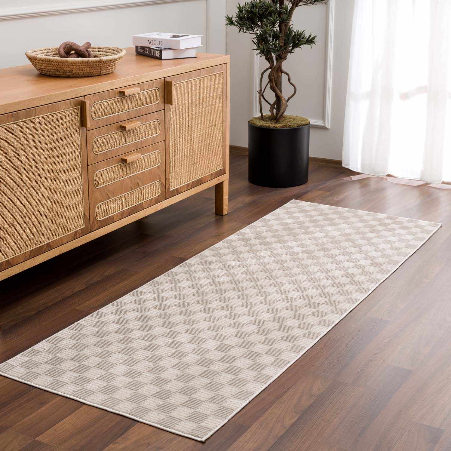 Truls 3D Checkered Washable Rug - Biscotti - Ornate Home