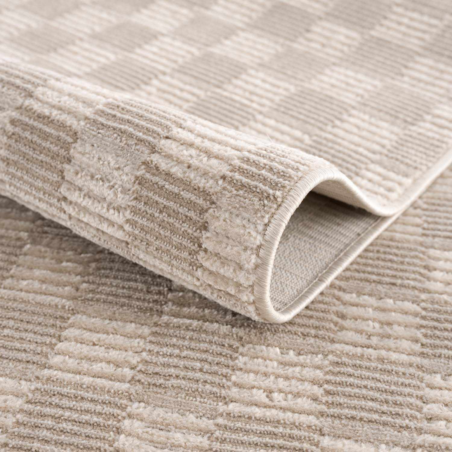 Truls 3D Checkered Washable Rug - Biscotti - Ornate Home