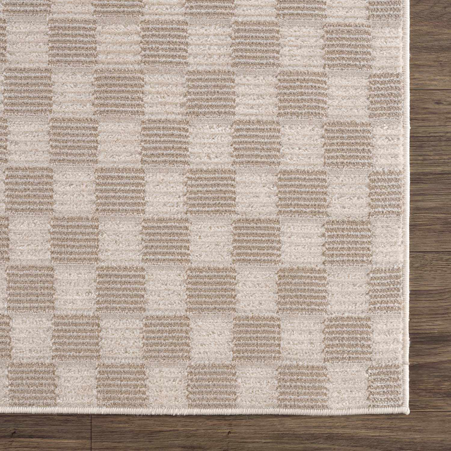 Truls 3D Checkered Washable Rug - Biscotti - Ornate Home