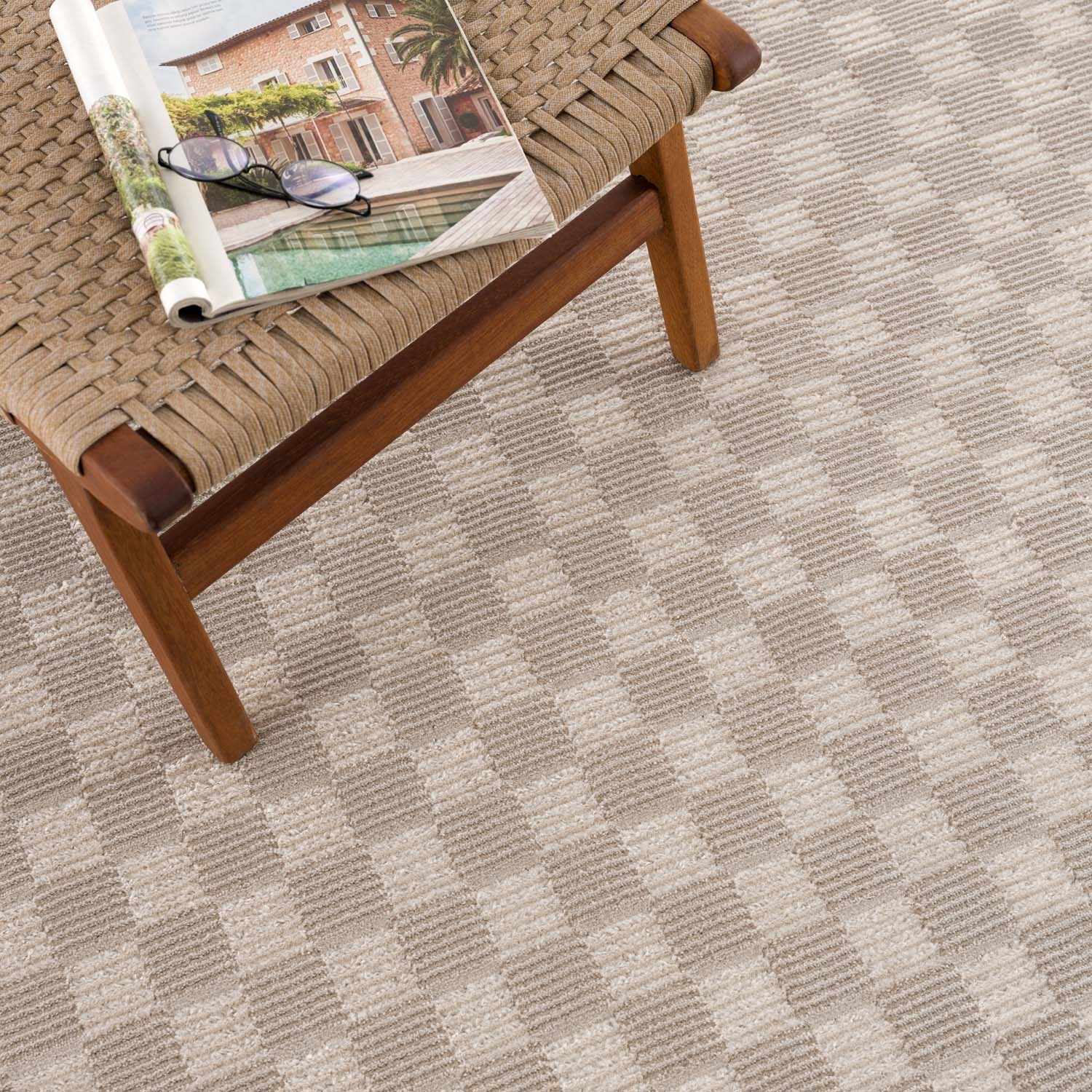 Truls 3D Checkered Washable Rug - Biscotti - Ornate Home