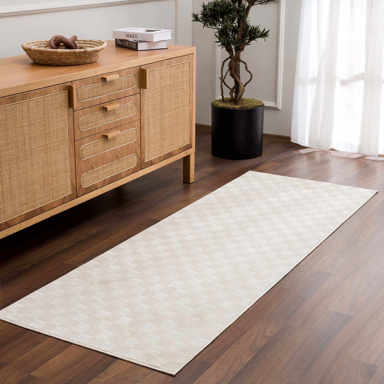 Truls 3D Checkered Washable Rug - Bone - Ornate Home