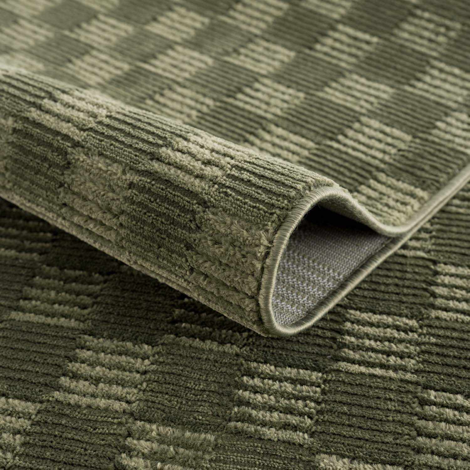 Truls 3D Checkered Washable Rug - Green - Ornate Home
