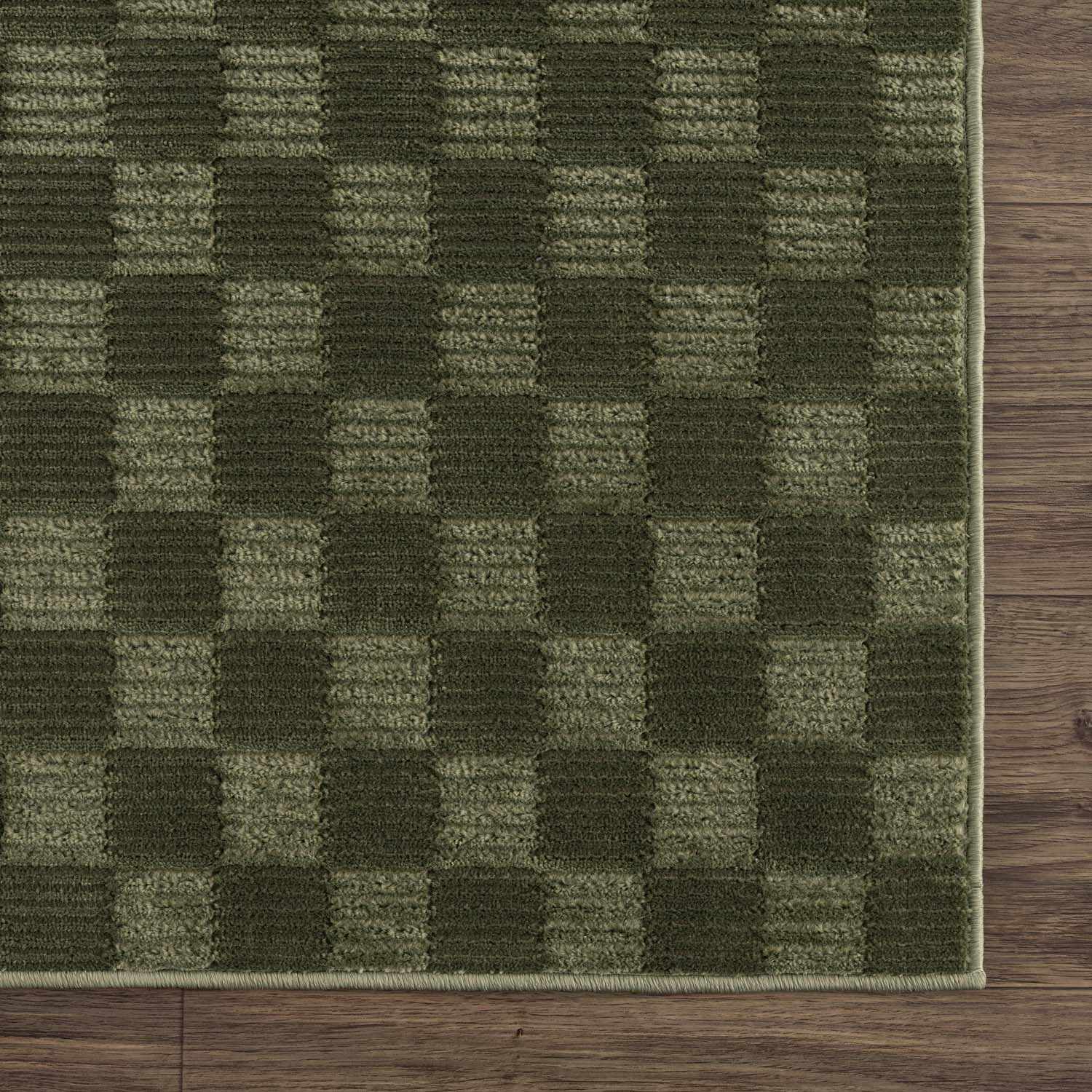 Truls 3D Checkered Washable Rug - Green - Ornate Home