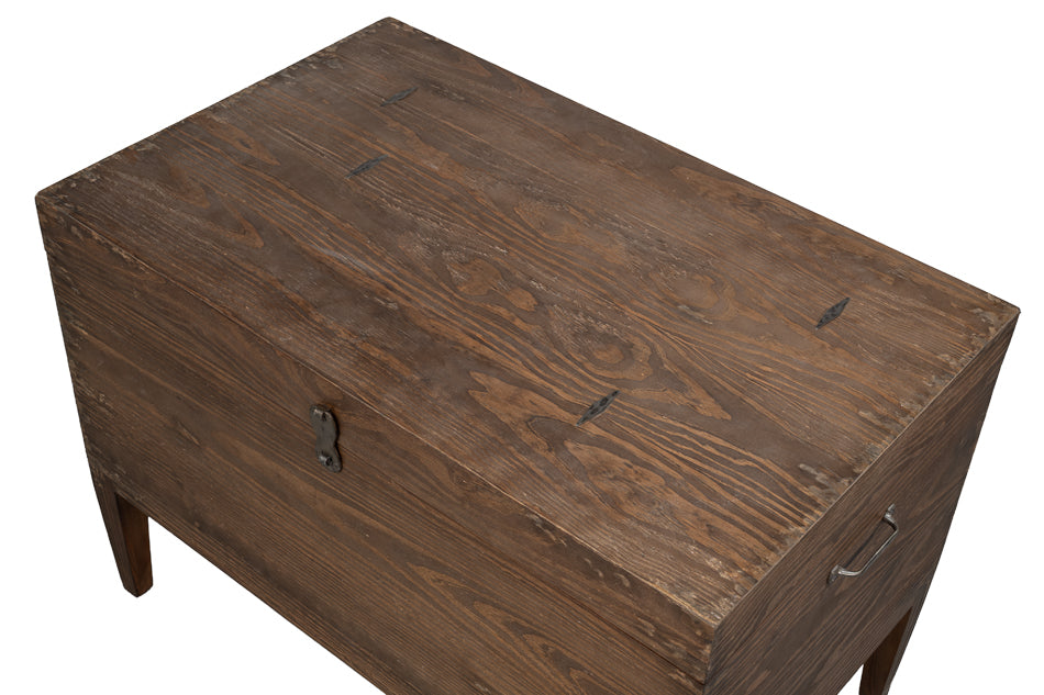 Trunk Antique Creamy Beige Side Table - Ornate Home