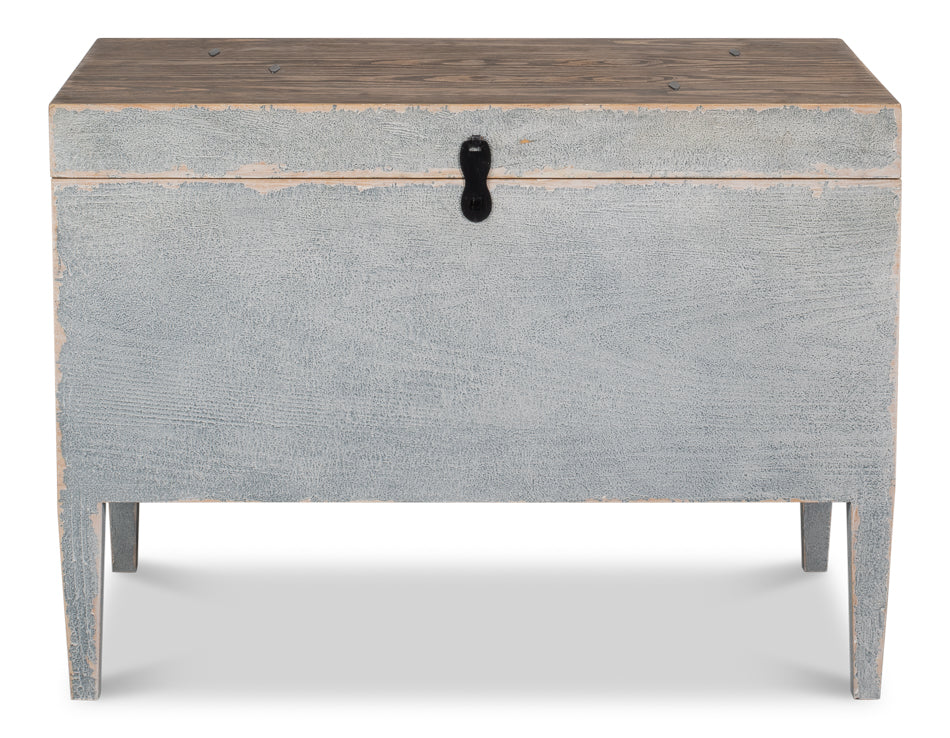Trunk Grey Side Table with Secret Storage - Ornate Home