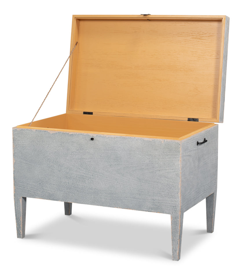 Trunk Grey Side Table with Secret Storage - Ornate Home