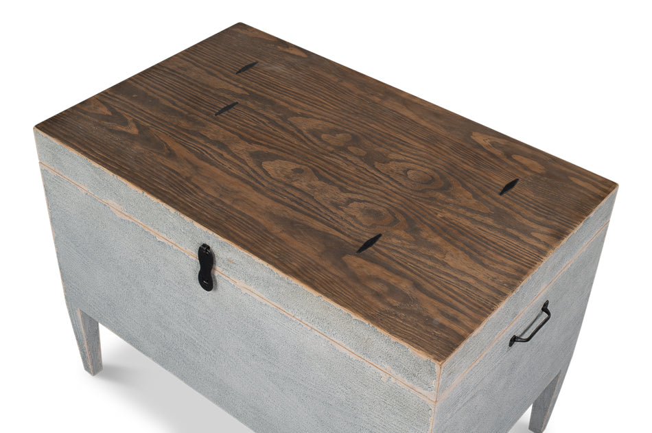 Trunk Grey Side Table with Secret Storage - Ornate Home