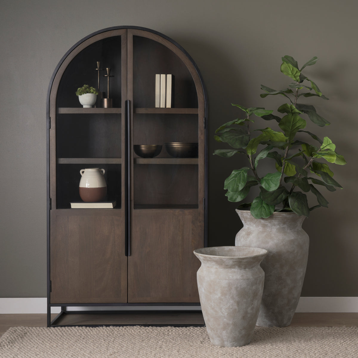 Tryna Beige/Matte Brown Large Ceramic Vase - Ornate Home