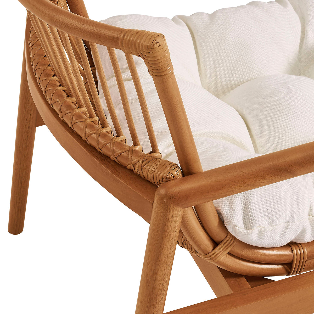 Tula Brown Wood Rattan Lounge Chair - Ornate Home