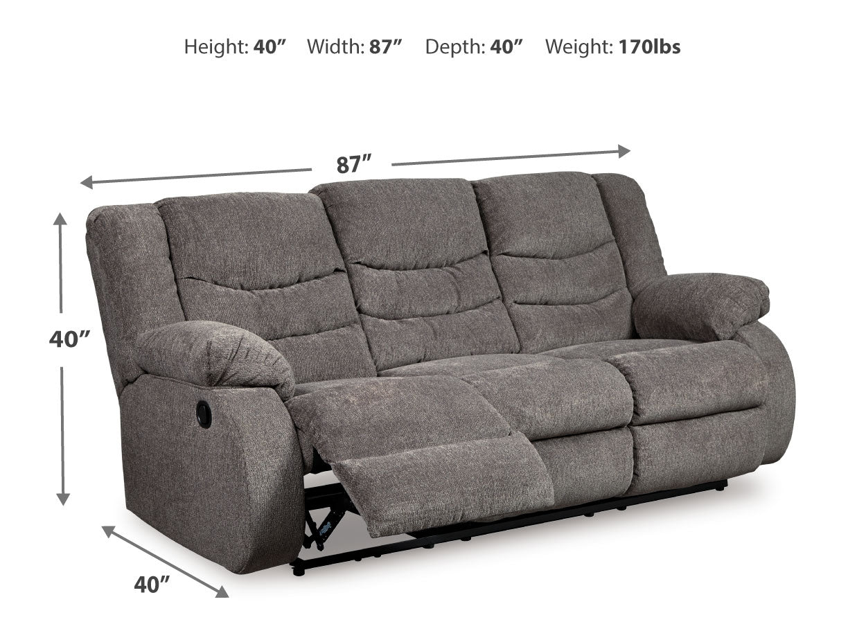 Tulen Gray Manual Reclining Sofa - Ornate Home