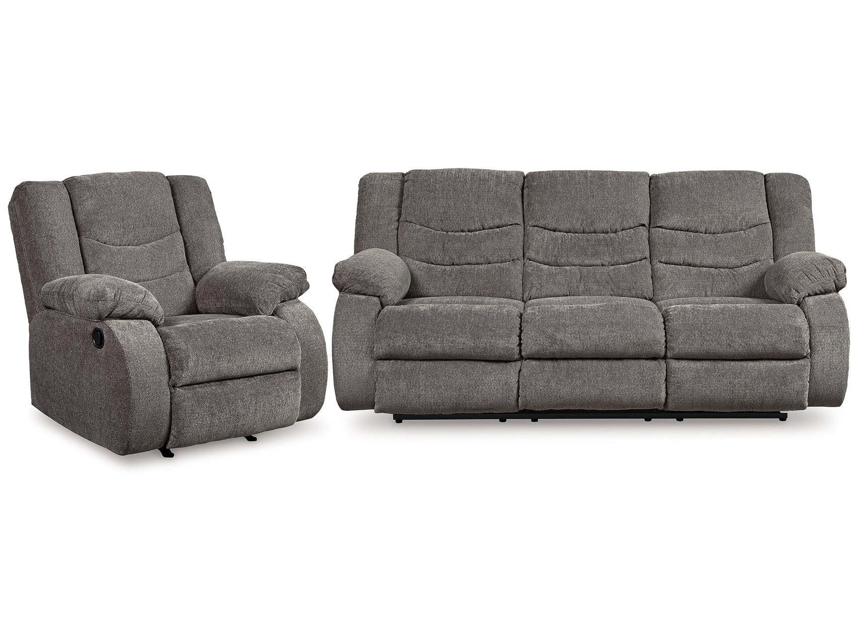 Tulen Gray Reclining Sofa and Recliner - Ornate Home