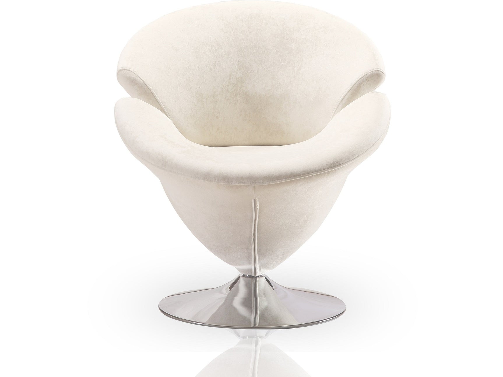 Tulip Swivel Accent Chair in White and Polished Chrome - Ornate Home
