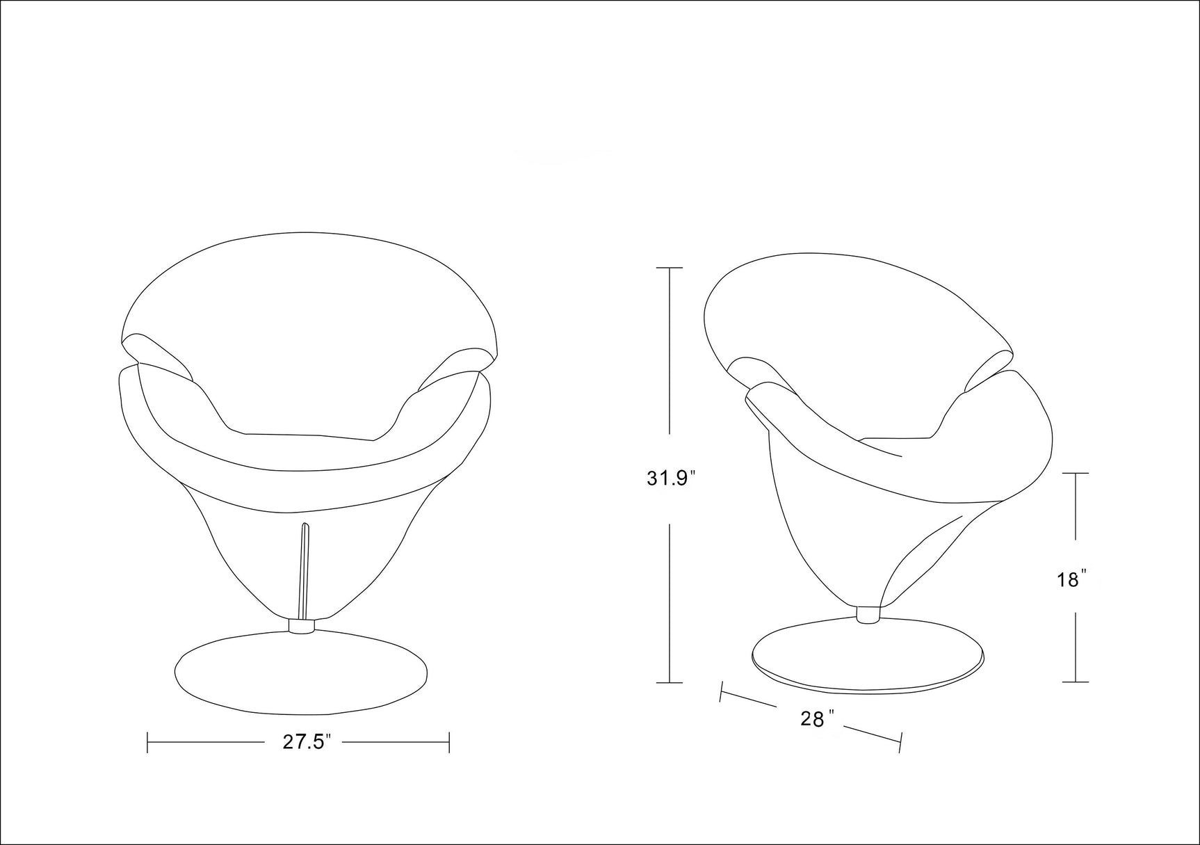 Tulip Swivel Accent Chair in White and Polished Chrome - Ornate Home